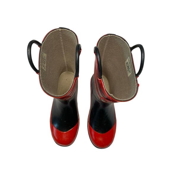 Fire Department Boys Rubber Waterproof Mid-Calf Red Black Pull On Rain Boots - Picture 7 of 13